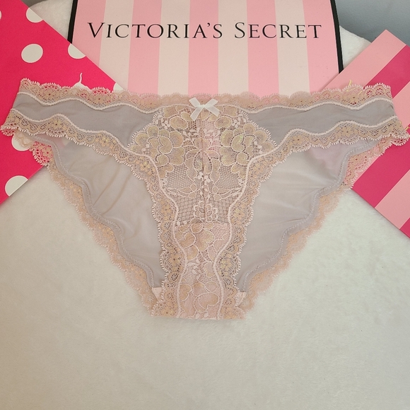 Y2K VS Dream Angels Silky Satin Nylon Shimmer Lace Cheekini Panty Size M - Picture 1 of 7